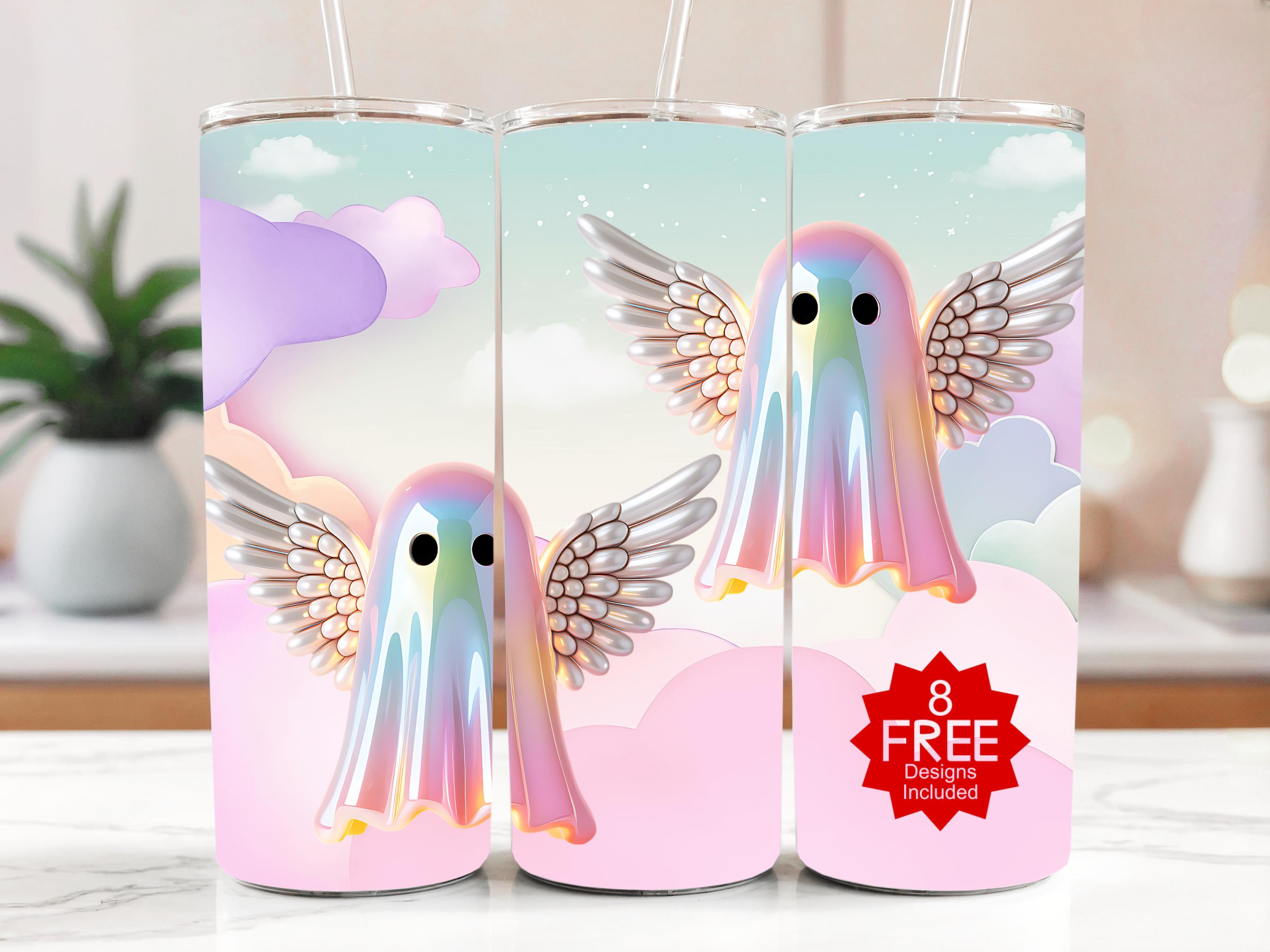 Angel Ghost Tumbler Wrap: Pastel Goth Sublimation Design (Digital Download)