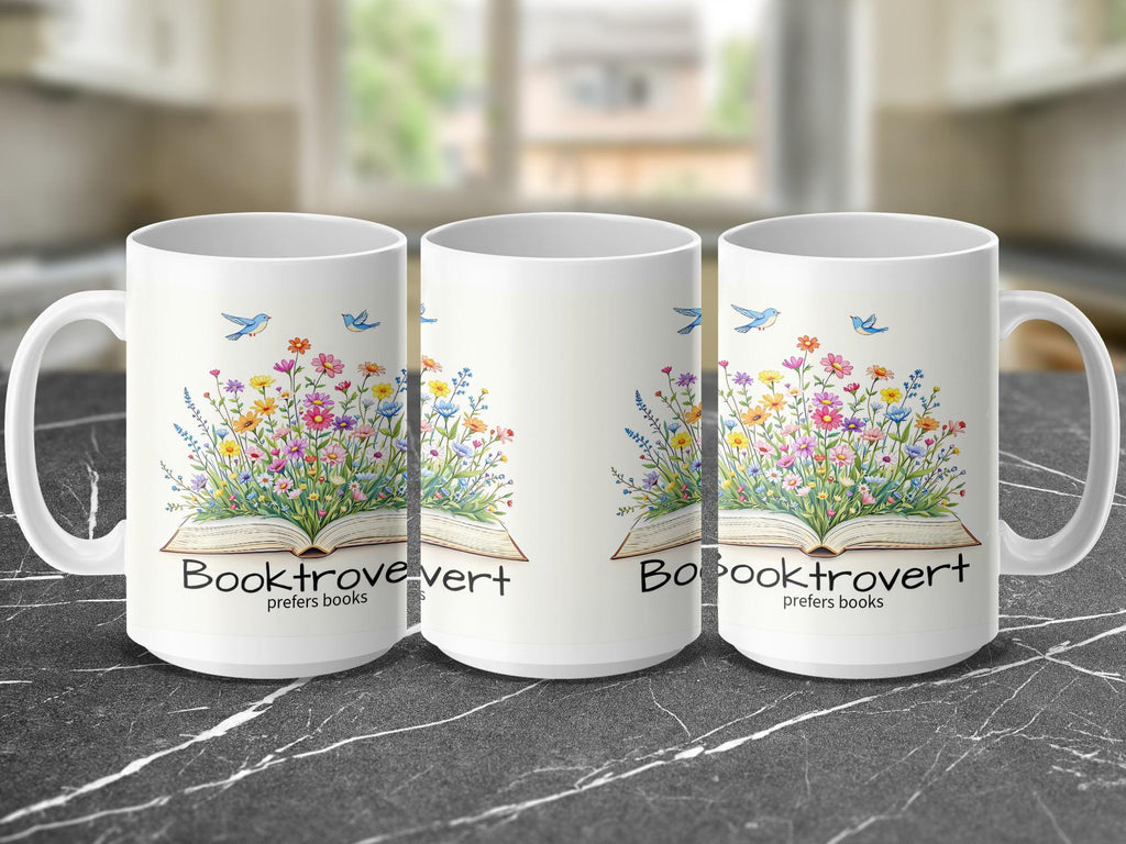 Booktrovert Mugs and Glassware, Flower Book Mug, Reading Lover Gift, Book Lover Mug, Reader Mug, Bookworm Gift, Floral Book Lover Gift